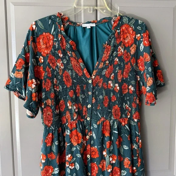 Baltic‎ Born Botega Jade Floral Midi Dress, Green Orange, L(NWOT) - Picture 5 of 15